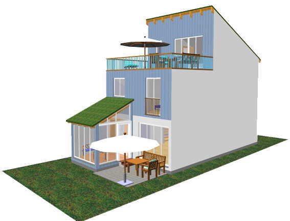 Computer-Animierte Ansicht der Süd-Seite